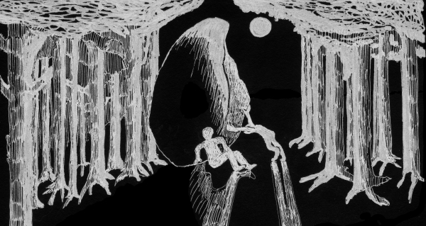 Sagenstark. Titelbild. Der Fels im Wald